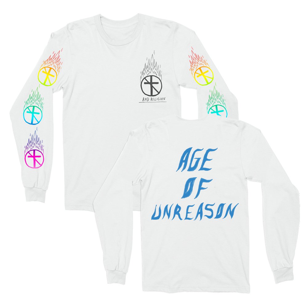 Bad Religion (Flaming Cross White) Longsleeve